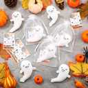 HyDren 12 Sets Halloween Boo Basket Stuffers Bulk Handmade Positive Crochet Ghost Gifts with Positive Cards Office Cute Boo Ghost Decor for Women Men Family Home Birthday Halloween Party Favors