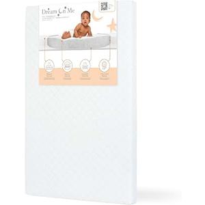 Dream On Me Holly 2-in-1 Mini Crib Mattress, Dual-Sided Infant & Toddler, Waterproof Cover, GREENGUARD Gold Certified, 38” x 24” x 3”, Fits Mini & Select Portable Cribs, Not for Playards