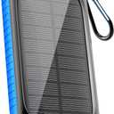 10000mAh Solar Power Bank Portable Charger 12W Fast Charging with USB-A and USB-C Ports Battery Bank Compatible with iPhone, Samsung, Waterproof, Emergency LED Flashlights for Camping, Hiking, Outdoor