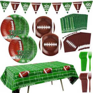82 PCS Football Plates Party Decorations Supplies: Football Themed Plates and Forks - Football Plates for Football Sports Game Day Boy Birthday Party82 Pack