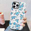 J.west for iPhone 14 Pro Max Case with 2 Pack Tempered Glass Screen Protectors Cute Floral Phone Case Hybrid PC+TPU Slim Shockproof Phone Cover for Women Girls