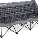 3 Person Camping Chair Padded Loveseat Camping Chair Folding Camping Couch Portable Double Camping Chairs Heavy Duty Camp Chair for Adults Outdoor Lawn with Two Cup Holders and Carry Bag (Grey)