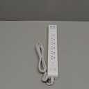 Flat Plug Power Strip, 5FT Ultra Thin Extension Cord with Multiple Outlets, 6 Outlets & 4 USB Ports (2 USB C), Surge Protector, Desk Charging Station for Home Office, College Dorm Room Essentials (White)