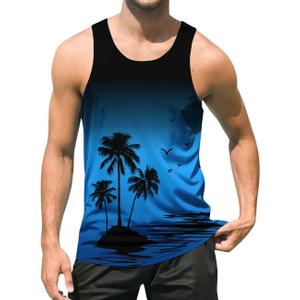uideazone Mens Beach Tank Top Summer Sleeveless Shirt Graphic Quick Dry Gym Workout Tank Top (XXL)