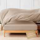 MR&HM Queen Sheet Set, 4-Piece Cooling Sheets, Rayon Derived from Bamboo & Polyester Blend, Soft & Silky, 15" Deep Pockets with Elastic Straps, Hotel Luxury for Hot Sleepers, Beige
