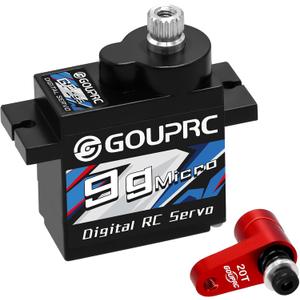 GOUPRC 9G Micro Digital Servo of Metal Gears for ARRMA Granite GROM 1/18 Typhon GROM 1/14 Mini Mojave GROM 1/14 RC Car Buggy Truck, Upgrade Servo Parts with 20T Servo Horn Red