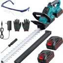 20'' Hedge Trimmer Cordless with 2pcs 4000mAh Battery, Electric Handheld Bush Clipper with Rechargeable Batteries, 3000RPM 180 Rotatable Head, 2/3'' Blade Gap, Gifts for Father's Day