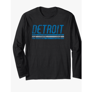 Detroit Michigan Retro Vintage Weathered Stripe Throwback Long Sleeve T-Shirt, Size M