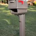 Architectural Mailboxes Gentry Rust-Proof Plastic Post Mounted Mail Box for Outside with Post, Mocha, Large Curbside Mailbox, USPS Approved for Residential Delivery