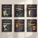 TwoDays Vintage Cocktail Bar Wall Art, Retro Bar Cart Accessories and Decor, Margarita Martini Prints for Dining Room Home Kitchen Pub Restaurant Aesthetic (Set of 6, 8" X 10", UNFRAMED)