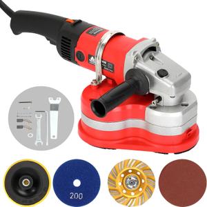 Electric Diamond Polisher Machine, 3800W Concrete Surface Grinder with 4 Types (12Pcs) Grinding Wheels, 6 Speed Control & Dust Extraction Shroud for Stone/Concrete/Marble/Granite Surface Polisher