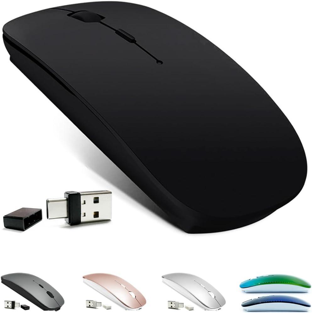 Rechargeable Bluetooth 5.2/3.0/Type-C/USB-2.4G Mouse for MacBook/MacBook air/Pro/iPad, Wireless Mouse for Laptop/Notebook/pc/iPad/Chromebook (Black)