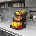 Dorhors Fruit Basket for Kitchen,Fruit Bowl,Kitchen Counter Organizer,Wooden Vegetable Holder for Countertop,Bread Storage Basket Stand(3 Tier)