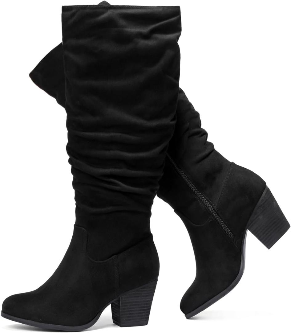 Luoika Women's Extra Wide Calf Knee High Boots, Wide Width Winter Tall Boots, Black, 11, X-Wide