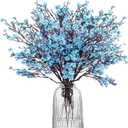 Uieke 6 Pcs Artificial Baby Breath Flowers Fake Gypsophila Bouquets Faux Silk Flower Real Touch Flowers for Wedding Farmhouse Decor DIY Home Party Office Kitchen Hotel Bathroom Garden Blue