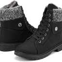 Womens Winter Snow Boots Warm Fur Lined Winter Water-resistan Ankle Booties Zipper Anti-Slip Combat Size 8,5