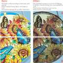 Hand-Painted Sunflower & Butterfly Stained Glass Suncatcher, 6.3'' Round Window Hanging, Ripple-Textured Bird Safe Glass, Gift for Mom Grandma, Decor for Kitchen Living Room Porch Patio