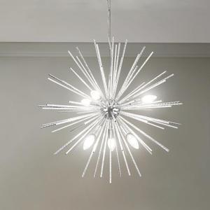 Modern Chrome Sputnik Chandeliers,6-Light Starburst Firework Ceiling Lights Dining Room Chandelier Light Fixture for Living Room, Bedroom, Kitchen, Entryway, Foyer,Dia 25",E12 Sockets (6 Lights)