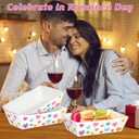 50 Pcs Valentines Paper Food Trays, Disposable Conversation Heart Serving Tray Valentine's Decorations, Love Holder Snack Food Boats, Popcorn Hot Dog Container for Wedding Birthday Party Supplies