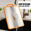 KYNATE Stainless Steel Cutting Board  Double Sided Steel & Wheat Straw | Includes Chefs knife & Sharpener | Chopping Board for Kitchen,for Meat, Dishwasher Safe, Non Toxic,Easy to Clean, Large 16x11