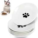 6 Pack Cat Food Bowl, Ceramic Cat Bowls, Anti Whisker Fatigue Cats Bowl Set,5.5 Inches Shallow Wide Kitten Plates for Food and Water (Cat's Paw Style)