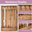 Meangood Jewelry Box Wood for Women, 5-Layer Large Organizer Box with Mirror & 4 Drawers for Rings, Earrings, Necklaces, Vintage Style, Torched Wood
