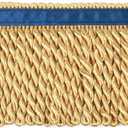Bullion Fringe Trim and Embellishments 5/10 Yard X 2.5 Inches Fabric Trims Sewing DIY Decoration for Clothes Gold Hebrew Fringes with Blue Ribbon
