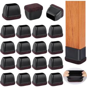16 Pcs Rectangle Chair Leg Floor Protectors, Silicone Chair Leg Protectors for Hardwood Floors, High Elastic Chair Leg Cover for Chair Table Desk, Protect Wooden Floors from Scratching, Won't Tear