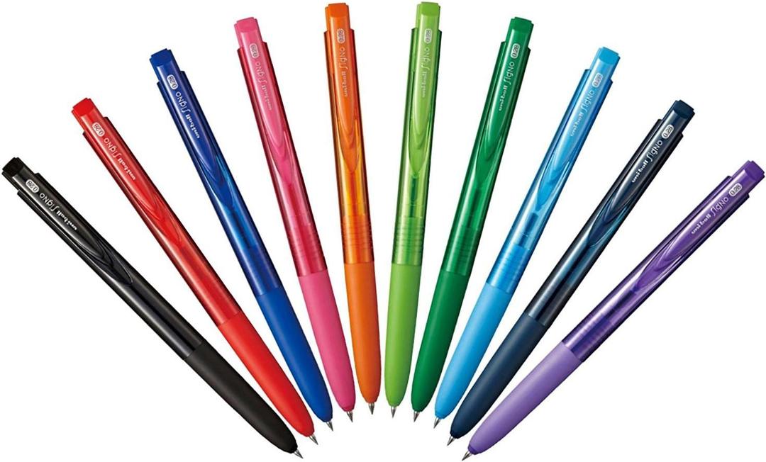 Uni-ball Signo RT1 Retractable Gel Ink Pen, Ultra Micro Point 0.28mm, Rubber Grip, UMN-155-28, 10 Color Value Set