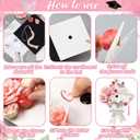 Gilprop DIY Graduation Cap Decorations Kit Pink Grad Cap Topper Artificial Flower Heads 3D Artificial Bow Alphabet Letter Rhinestones Stickers Glitter Paper for Grad Party Decoration (Fresh)