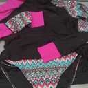 Women's Long Sleeves Rash Guard Athletic Swim Aztec Tankini Sets Swimsuit L