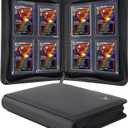 Toploader Binder, Holds 112+ Toploaders, 4 Pocket Top Loader Card Storage Case, Double-Sided Pockets for trading card in 3 x 4'' Toploaders (Black 4 Pocket)