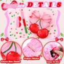 Feifeiya Coquette Pink Bow Cherry Piñata Pink Girls Party Piñata Bundle with a Blindfold, Bat and Confetti Birthday Coquette Party Supplies