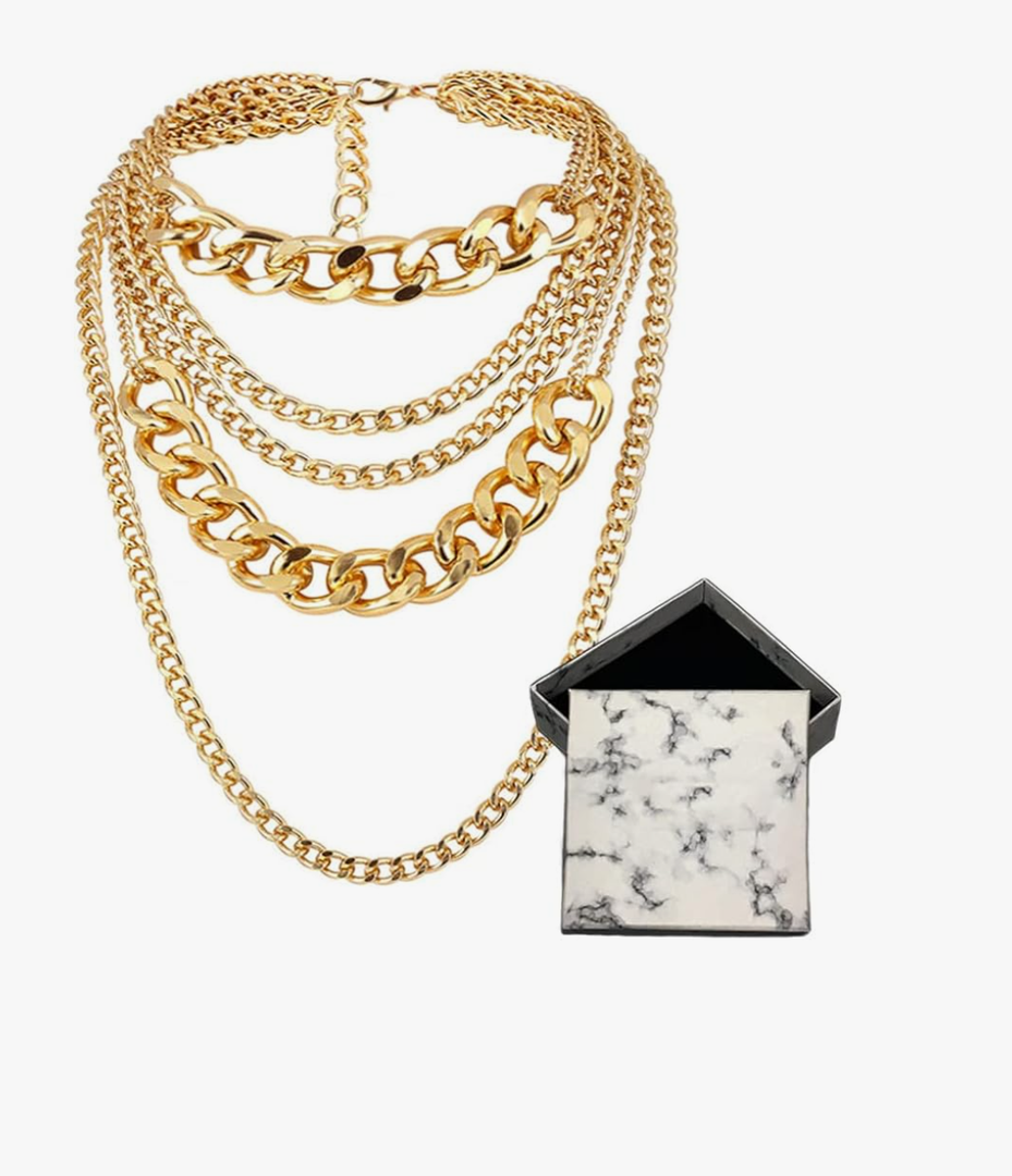 Punk Chain Chunky Necklaces for women Multilayer Collar Necklace Gold