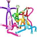 Telescopic Suction Cup Toy, Pop Tube Sensory Fidget Toys for Autism, Airplane Travel Essentials, Educational Fidget Toys, Great Idea for Boys and Girls (6PC Giraffe)