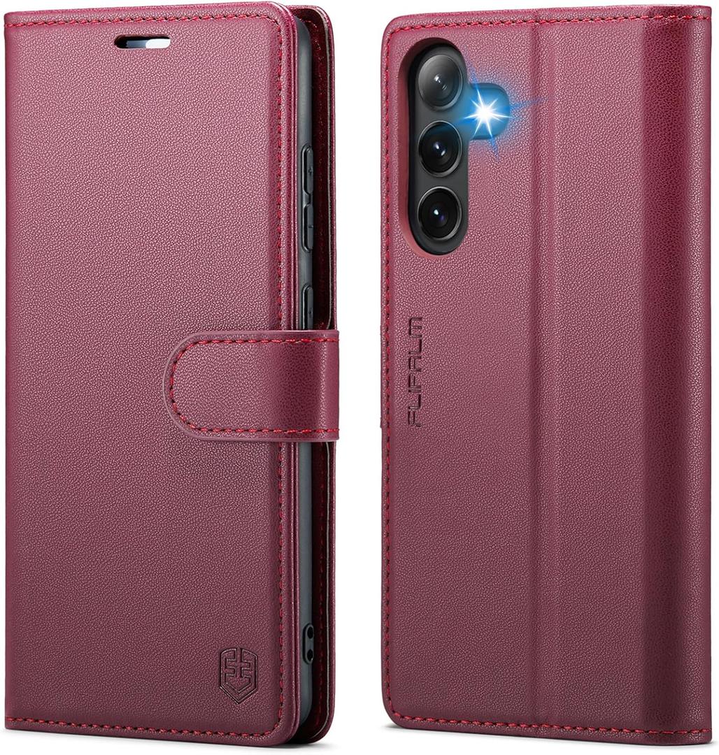 for Samsung Galaxy S24 Plus/S24+ Wallet Case with RFID Blocking Credit Card Holder, PU Leather Folio Flip Kickstand Protective Shockproof Cover Women Men for Samsung S24Plus Phone Case(Red)