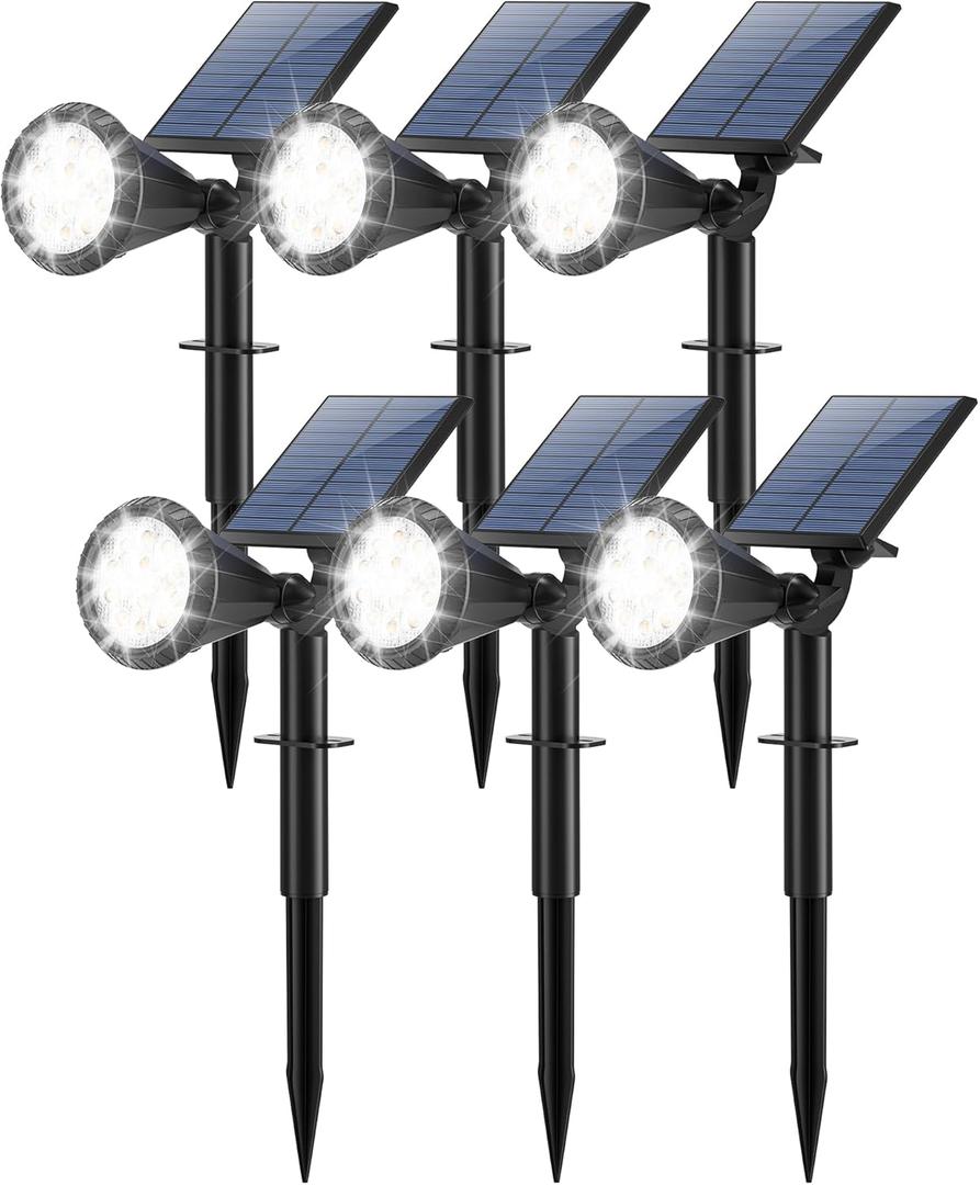 Solar Lights Outdoor Waterproof 180 Adjustable Landscape Spot Lights for Yard 4 Lighting Modes Solar Powered Spotlights for Pathway Garden Outside Wall Pool Porch (6 Pack, Cool White)
