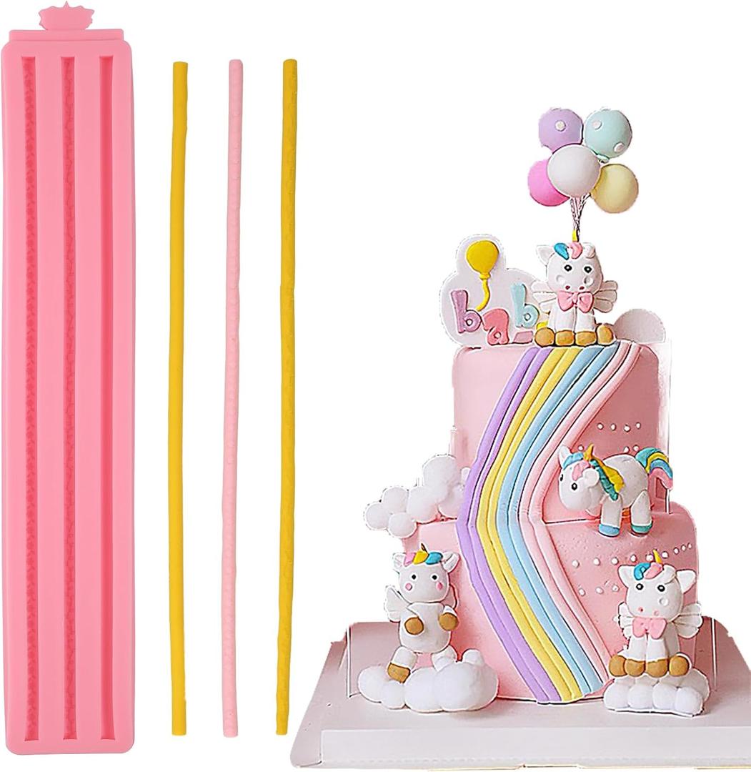 1 Pcs Bohemian Hemp Rope Cake Decoration Silicone Mold, Printed Flower and Leaf Shape Clay Chocolate Silicone Mold, Wedding Birthday Candy Cookie Dough Cupcake Toppers Baking Supplies