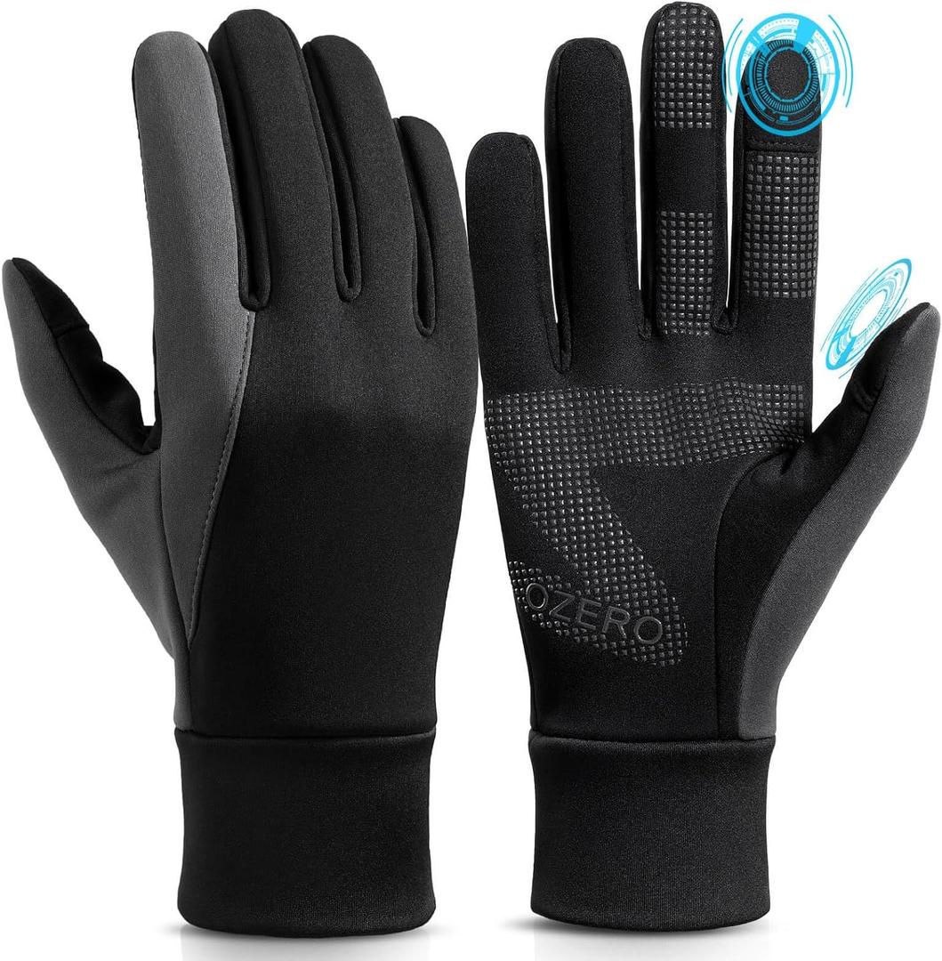 OZERO Winter Touchscreen Gloves for Men: Warm Running Gloves Windproof Water Resistant - Lightweight Thermal Glove for Hiking Cycling Driving (X-Large, Black-gray)