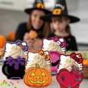 HOMEZZO 24 Pcs Halloween Cat Cupcake Toppers Wrappers, Spooky Ghost Kitty Cupcake Holders for Kids Birthday, Halloween Party Decorations