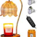 liibodi Candle Warmer Lamp, Electric Candle lamp, Glass Lamp with 2-50W Bulbs, jar Candle, Rose Gold Frame Candle Lamp w/ 2HR/ 4HR/ 8HR Timer and Dimmer for Home Decor (Wood, Lily of The Valley)