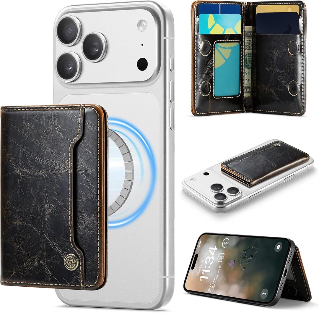Vinich for MagSafe Wallet Magnetic RFID Blocking Card Holder Compatible with MagSafe Phones and Cases, Strong Magnet Minimalist Phone Wallet for iPhone 17/16/15/14/13/12/Pro/Max/Plus, Luxury Coffee