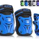 2PM SPORTS Knee Pads for Kids, Wrist Guards Knee and Elbow Pads Set with Drawstring Bag, Protective Gear Set for Girls Boys Roller Skating Cycling Skateboard
