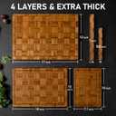 Kikcoin Extra Large Bamboo Cutting Boards, (Set of 3) Chopping Boards with Juice Groove Bamboo Wood Cutting Board Set Butcher Block for Kitchen, End Grain Serving Tray, XLarge-17"L x 12"W