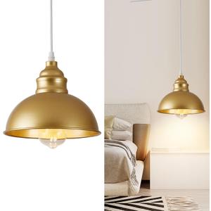 Plug in Pendant Light, 15FT Hanging Lights, On/Off Switch, Industrial Pendant Light with Plug in Cord, Metal Hanging Lamps for Living Room, Kitchen, Dining Room Gold