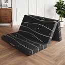 Sweetnight Folding Mattress - 4-inch Full Tri-Fold Mattress with Breathable & Washable Cover | Foldable Guest Bed for Camping/Travel | Starry Sky Design (Black)