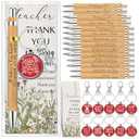 Motipuns 30 Sets Teacher Week Appreciation Gifts Bulk Thank You Teachers Gifts with Bamboo Pens Keychains and Inspirational Cards