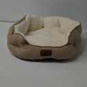 Bedsure Dog Beds for Small Dogs - Round Cat Beds for Indoor Cats, Washable Pet Bed for Puppy and Kitten with Slip-Resistant Bottom, 20 Inches, Camel