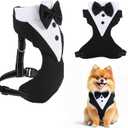 Dog Tuxedo for Wedding, Pet Tuxedo Suit with Bow Tie, Pet Costumes for Small Dogs, Formal Party Attire for Halloween Christmas, Small, Black White