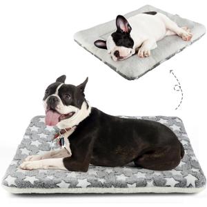 Mora Pets Dog Crate Pad - Ultra Soft Pet Bed With Cute Star Print, Washable Mat for Large Medium Small Dogs, Reversible Fleece Kennel Liner, Cat Bed 23 x 18 Inch 